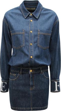 Elisabetta Franchi Abito WO Dress - Dames - Shirt Kleedjes - Blauw - M - Denim - Kleedjes