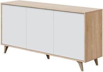 HOGAR 24 Aparador con 3 puertas roble canadian y blanco artik