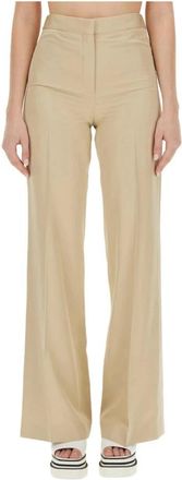 Stella McCartney Tailored broek met wijde pijpen - Dames - Wijde Broeken - Beige - M - Leer - Broeken