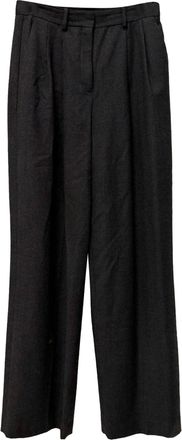 Theory Wide-Leg Trousers in Dark Grey Wool