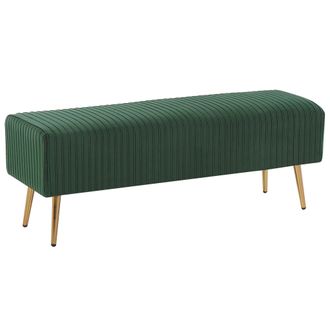 Beliani Banco De Terciopelo Verde Esmeralda Dorado 118 Cm Patas Metal Glamour Paterson