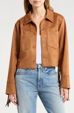 Steve Madden Cheyenne Fringe Faux Suede Jacket in Chicory Coffee at Nordstrom, Size X-Small