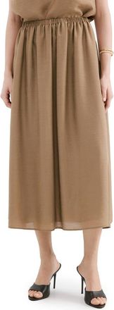 Mango Gathered A-Line Midi Skirt in Brown at Nordstrom, Size Medium
