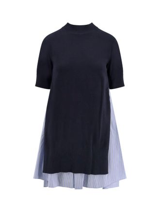 sacai Cotton Dress With Fabric Inserts-Donna