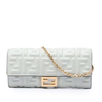 Fendi Pre-owned Fendi Zucca Embossed Nappa Baguette Continental Wallet With Chain Ladies WOFOWT4QAB1ND2PM