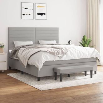 vidaXL Vidaxl - Cama Box Spring Con Colch&oacute;n Tela Gris Claro 160x200 Cm