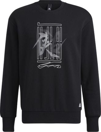 adidas Mens adidas Wj Swt Logo Martial Arts Series Word Printing Sports Round Neck Pullover Black HE5156