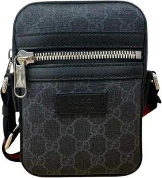 Gucci Pre-owned Cross Body Bags, male, Black, Size: ONE SIZE Pre-owned Canvas Messenger Bag