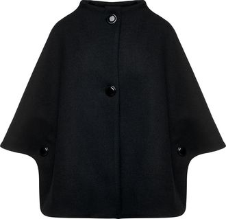 M&oacute;veis Conquista Womens Black Faux Mouflon Cape with Buttons - Size Medium
