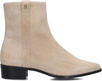 Tommy Hilfiger Beige Suede Pointy Zip Bootie - Dames - Enkellaarsjes - Beige - 40 EU - Wol - Schoenen