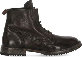 Moma Brown Rick Vintage Lace-Up Leather Ankle Boots