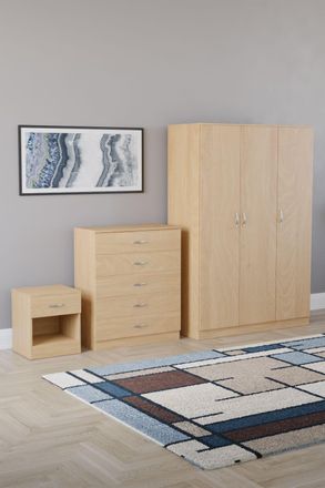 Home Discount Vida Designs Riano 3Pc Bedroom Set - 5 Drawer Chest, 3 Door Wardrobe in Brown