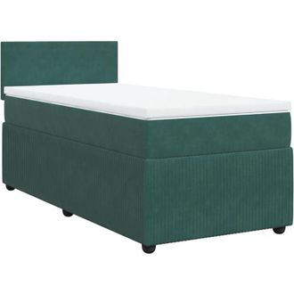vidaXL Cama Box Spring Con Colch&oacute;n Terciopelo Verde Oscuro 100x200 Cm Vidaxl