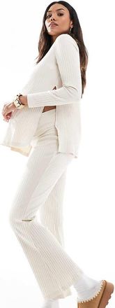 Mama Licious Mamalicious Maternity ribbed jersey flare in cream - part of a set-White