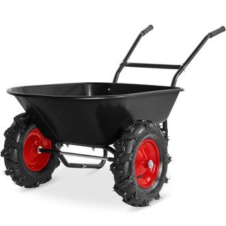 Best Choice Products Heavy Duty Dual-Wheel Wheelbarrow Garden Cart w/Built in Stand, 500lb Capacity, Extra Large Wheels