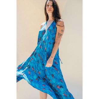 Sun Child Classic Silk Dress Sage in Blue at Nordstrom