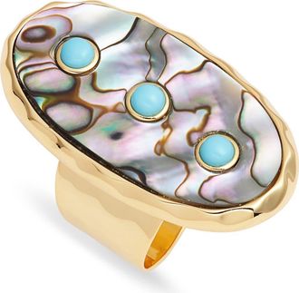Nest Abalone Turquoise Studded Adjustable Ring in Turquoise Multi at Nordstrom