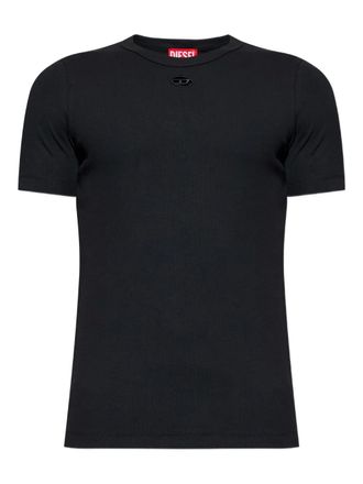 Diesel logo-detail ribbed T-shirt - Zwart