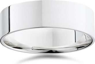 Pompeii3 7mm Flat High Polished Wedding Band 10K White Gold Plain Mens Ring Comfort Fit Size: 8.5