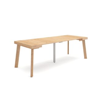 Skraut Home Mesa Consola Extensible, Mesa Comedor Plegable, 220, Para 10 Comensales, Patas De Madera, Estilo Moderno, Roble - Skraut Home