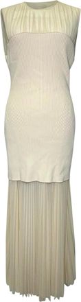 Proenza Schouler Niki Layered Pleated Jersey And Ribbed Midi Dress in Cream Polyester