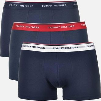 Tommy Hilfiger Mens 3-Pack Premium Essentials Boxer Trunks, Navy with red/white/navy - Size: 37/36/32