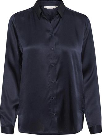 Inwear Elegante zijden shirt Marineblauw - Dames - Overhemden - Blauw - S - Overhemden