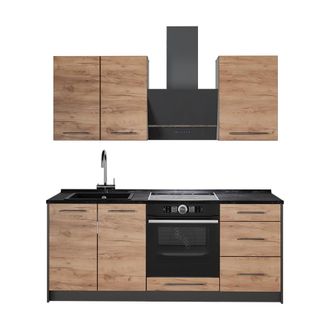 Vicco Cocina Para Solteros Fame-line, Roble Dorado/blanco, 190 Cm, Et Antracita, Vicco