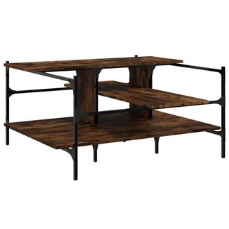 vidaXL Vidaxl - Mesa De Centro Madera Ingenier&iacute;a Roble Ahumado 100x100x48,5 Cm