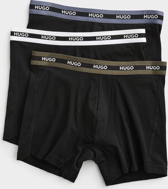 HUGO BOSS Mens 5 contrast-stripe waist boxer briefs Cotton 3-pack