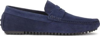 Kazar Marineblauwe su&egrave;de penske moccasins op een gegroefde zool - Heren - Loafers - Blauw - 42 EU - Su&egrave;de - Schoenen