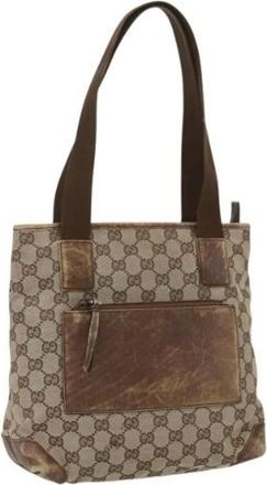 Gucci Pre-owned Tote Bags, female, Beige, Size: ONE SIZE Pre-owned Canvas Tote Bag