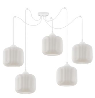 OEM L&aacute;mpara Colgante Spider Riffle Blanca 5pln Pantalla Cilindrada Blanca E27