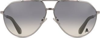 Philipp Plein SPP007V 0508 Mens Sunglasses Silver Size 64