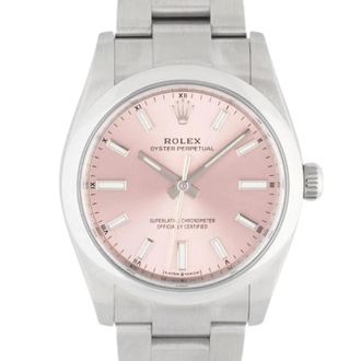Rolex Pre-owned Oyster Perpetual 34 Ref 124200 - Dames - Vintage Horloges - Roze - ONE Size - Vintage
