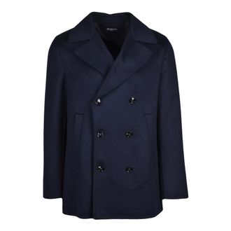 Kiton Peacoat Doppio Petto - - Coats - Uomo - Blu - S