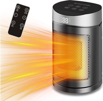 OEM Calefactor Oscilante Port&aacute;til De 70&deg; Con Calentamiento R&aacute;pido, Control Remoto, Temporizador De 12 Horas Y Funciones De Seguridad Para Dormitorio Y Ofi