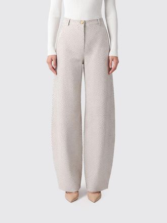 Elisabetta Franchi High-Waist Baggy Jeans in Denim with Rhinestones and Embroidery