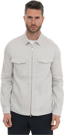 Marco Pescarolo Short Harrington Jacket - Heren - Zomerjassen - Blauw - 3XL - Linnen - Jassen