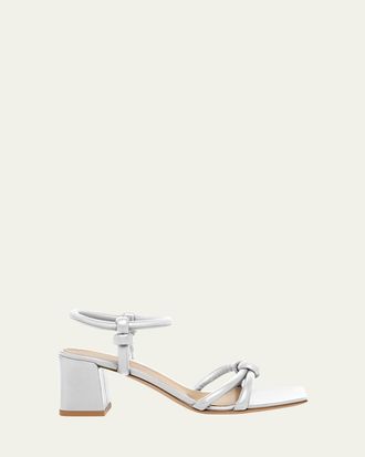 Gianvito Rossi Leather Knot Ankle-Strap Sandals