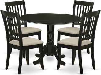 East West Furniture Dining Room Set Black, DLDA5-BLK-C