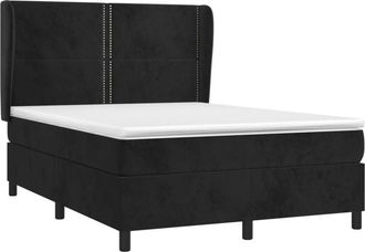 vidaXL Cama Box Spring Con Colch&oacute;n Terciopelo Negro 140x190 Cm Vidaxl