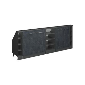 Vicco Armario De Cocina Para Techo Inclinado R-line, Hormig&oacute;n Negro/antracita, 210 Cm Lote De 5, Vicco