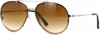 Tom Ford Sunglasses Aviator Rimless, Rose Gold Frame And Brown Gradient Lens Ft052728F