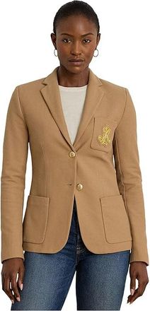 Lauren Ralph Lauren Petite Bullion Jacquard Blazer Womens Jacket Classic Camel : PXS, Cotton/Elastane
