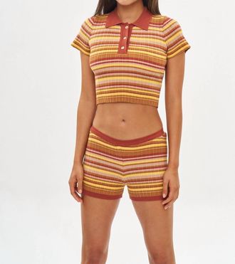 Bananhot Mike Stripes Polo Shirt In Jack Toffee Rib