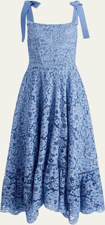 Alice & Olivia Rosee Lace Bustier Midi Dress