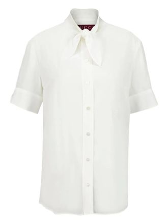 Gucci tie-fastening silk shirt - women - Silk - 44 - White