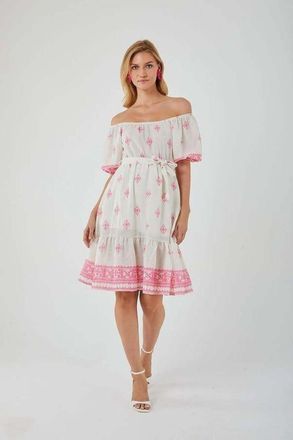 Mixray Bloemen Off Shoulder Midi-jurk