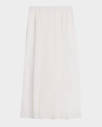 Brunello Cucinelli Pinstripe Cotton Gauze Midi Pull-On Skirt